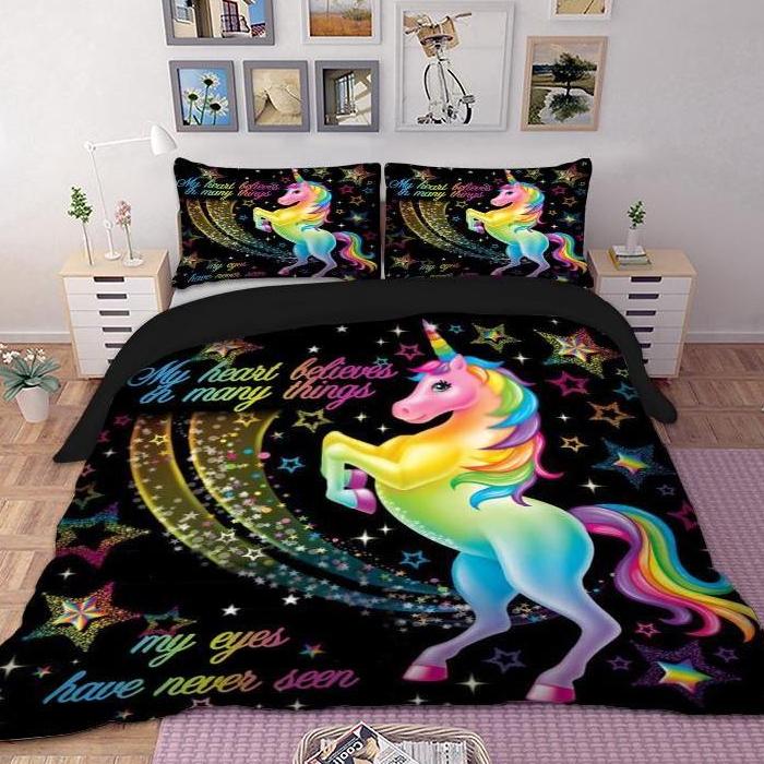 Black Unicorn Stars Bed Set