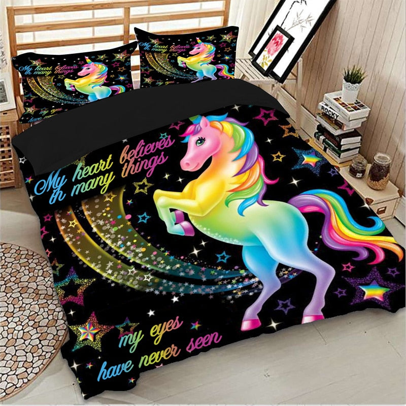 Black Unicorn Bed Set