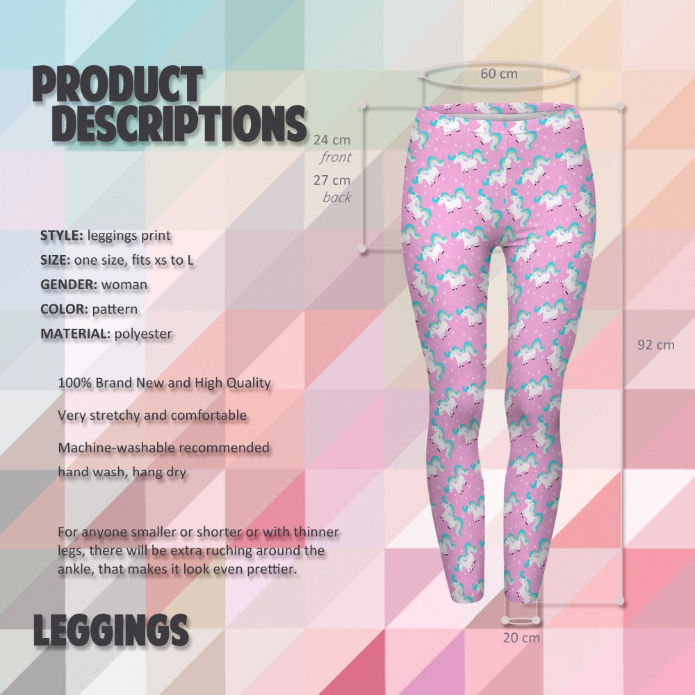 Pink Unicorn Pattern Leggings Details