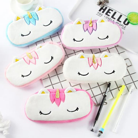 Cute Plush Baby Unicorn Pencil Bag Case