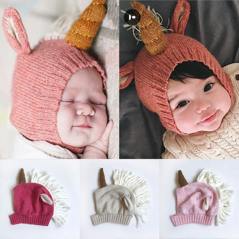 Knitted Baby Unicorn Beanie Hat