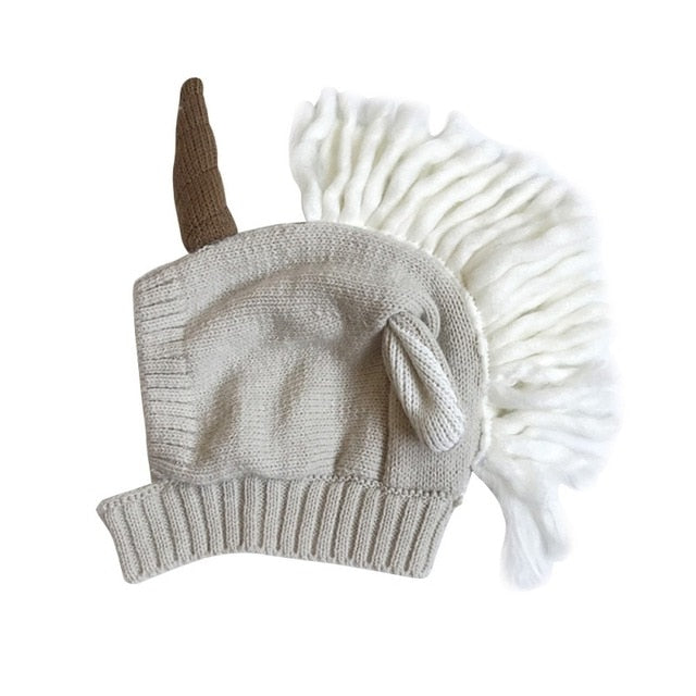 Beige Baby Unicorn Beanie Hat