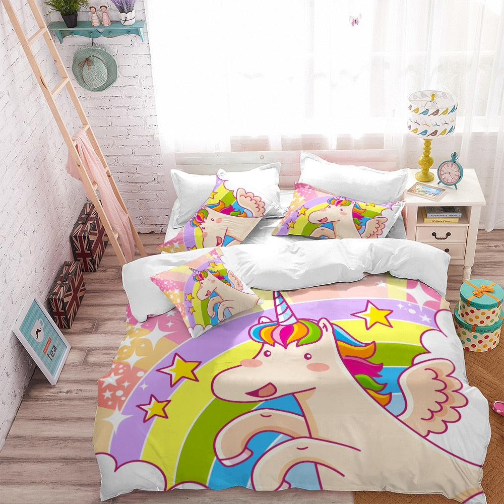 Colorful Unicorn Bedding Set