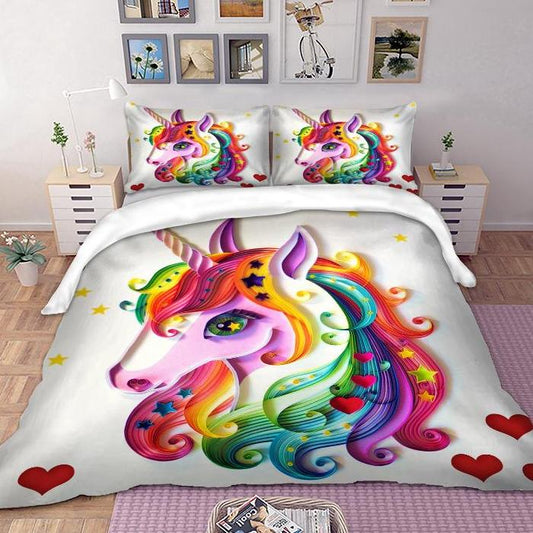 Pretty Rainbow Unicorn Bedding Set