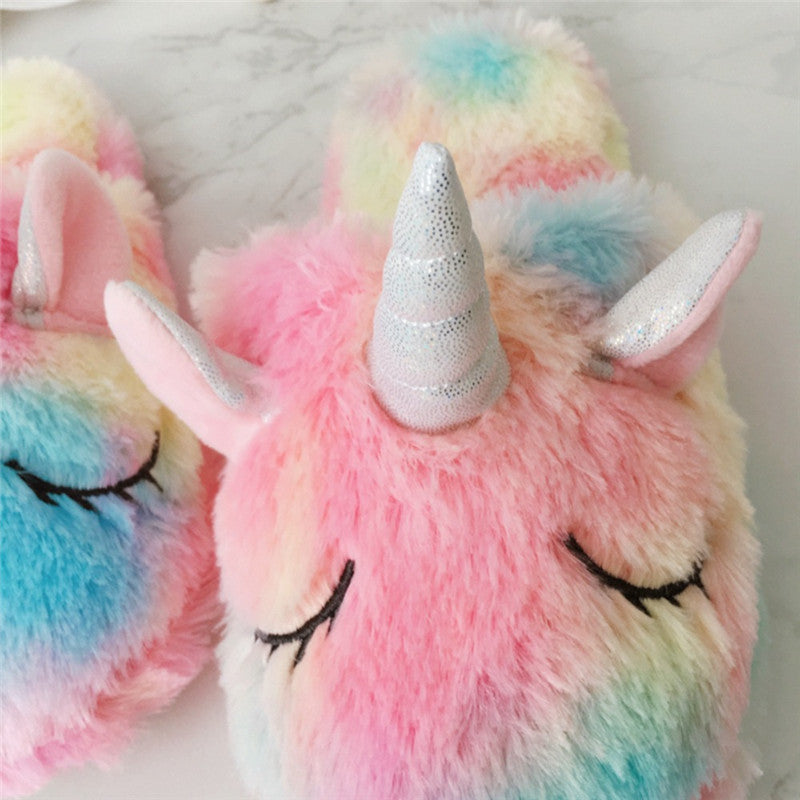 Rainbow Unicorn Slippers Closeup