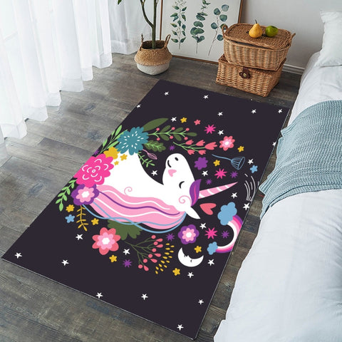 Unicorns Are Real Floral Area Rug Floor Mat