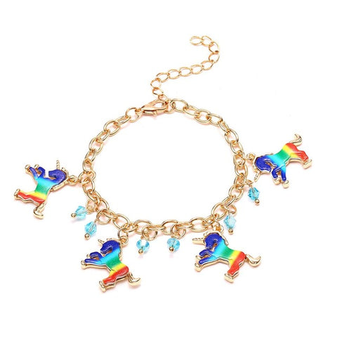Infinity Collection Unicorn Charm Bangle Bracelet - Unicorn Rainbow  Rhinestone Bangle Charms with Heart Love and Star Pendant Adjustable  Bracelet 