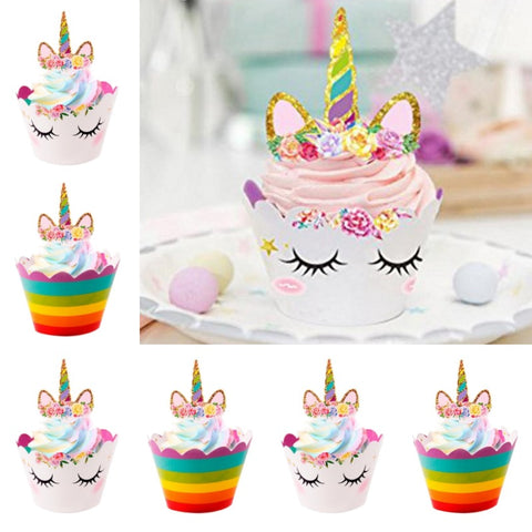 24-Piece Rainbow Unicorn Cupcake Wrappers