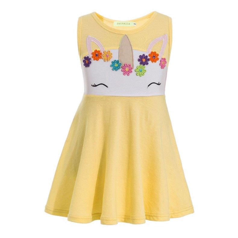 Yellow Unicorn Summer Dress