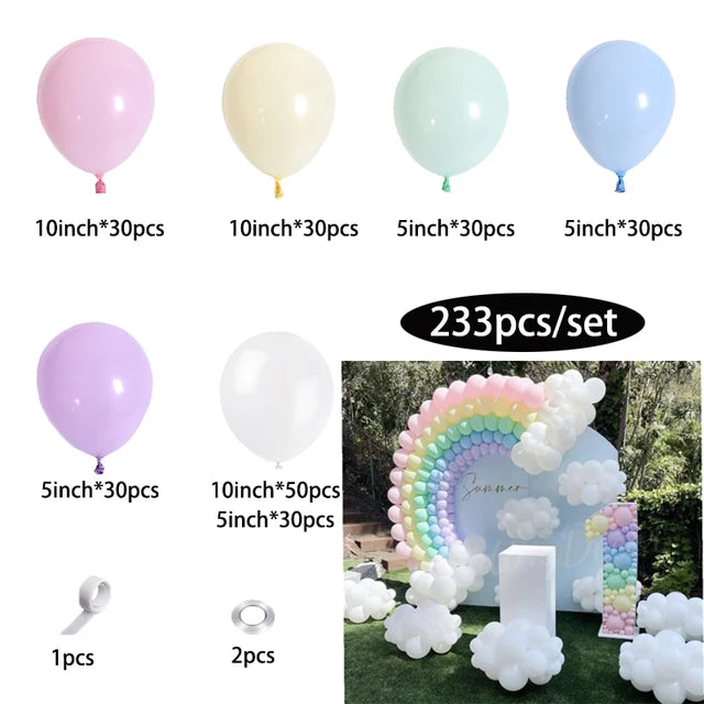 233Pcs Rainbow Balloon Arch Garland Kit