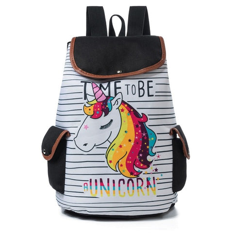 Time To Be a Unicorn Canvas Rucksack Backpack
