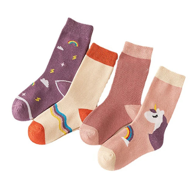 Minimalist Unicorn and Rainbow socks