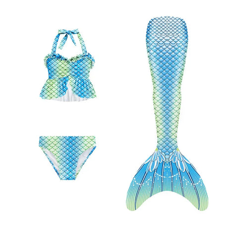 3pcs/set Girls Mermaid Tail Swimsuit