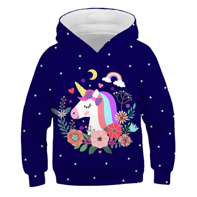 Floral Rainbow Unicorn Hoodie Sweatshirt