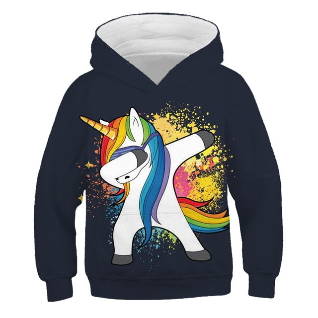 Splatter Dabbing Rainbow Unicorn Hoodie Sweatshirt