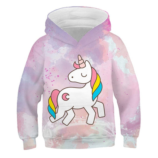 Watercolor Cartoon Rainbow Unicorn Hoodie Sweatshirt
