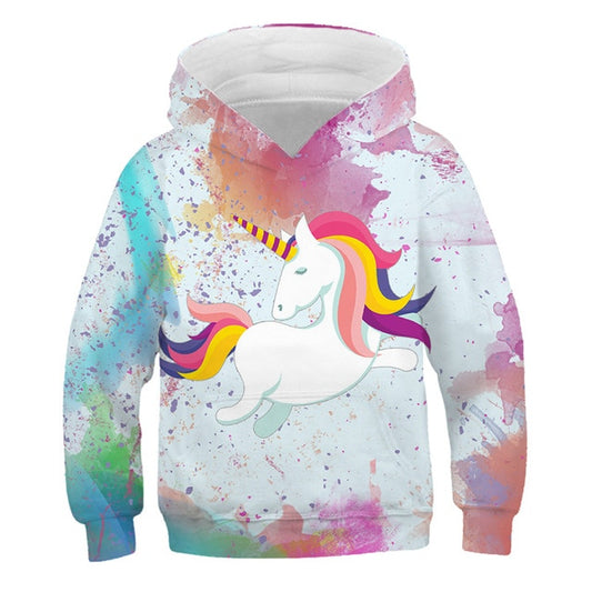 Colorful Paint Cartoon Rainbow Unicorn Hoodie Sweatshirt
