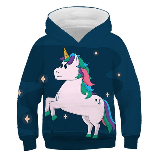 Starry Night Cartoon Rainbow Unicorn Hoodie Sweatshirt