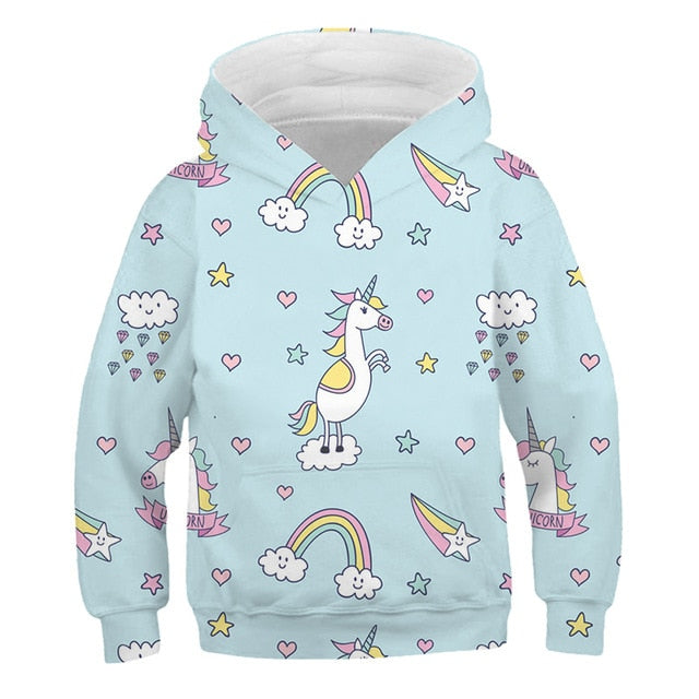 Colorful Cartoon Rainbow Unicorn Hoodie Sweatshirt