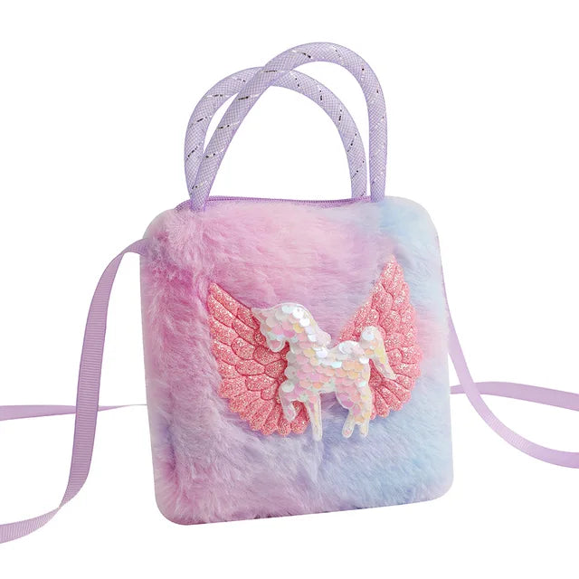 Plush Unicorn Shoulder Purse and Handbag