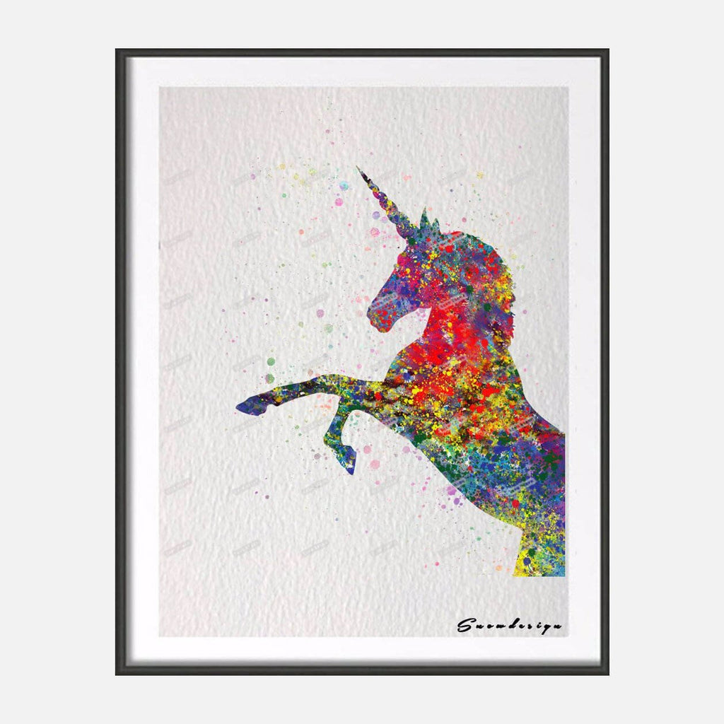 Watercolor Rainbow Unicorn Canvas Wall Print-100 Unicorns